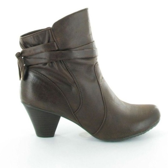 Baretraps Renew Womens Booties Shimmery Black Heeled Boots Tie Bow Knot Back 9.5 - Picture 2 of 10